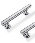 Polished Chrome Cabinet Pulls Set Of 2, 3 Inch Hole Center Square Handles For Kitchen Cabinets And Drawers, Durable Metal Drawer Pulls, Modern Minimalist Design For Cabinets, Dresser And Furniture
