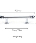 10 Pack Polished Nickel Cabinet Pulls 3 Inch Hole Center 76mm Solid Zinc Alloy Drawer Handle with Dimensions Shown