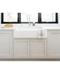 Kitchen cabinets with 10 Pack Five Inch Center To Center Polished Nickel Square Cabinet Pulls on white doors