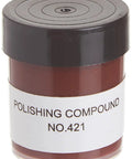 Polishing Compound 421 for metals and plastics, small jar with black lid, ideal for blemish removal and bright shine with rotary tools.