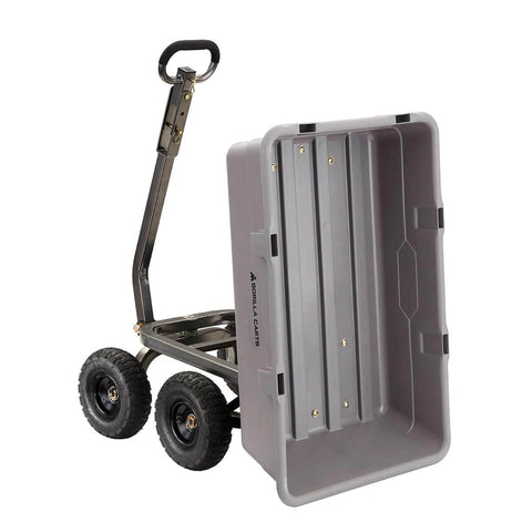Heavy Duty Poly Dump Cart with 5 Cu Ft Tub 800 LB Haul Capacity Towable Utility Wagon with Quick Release Dumping and Pneumatic Tires image