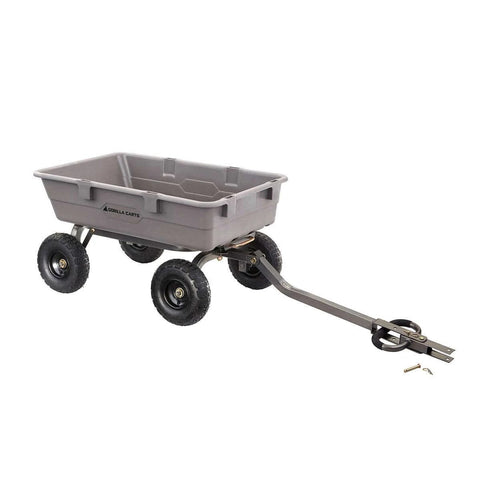 Heavy Duty Poly Dump Cart with 5 Cu Ft Tub 800 LB Haul Capacity Towable Utility Wagon with Quick Release Dumping and Pneumatic Tires