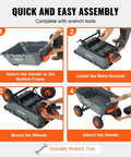 Quick assembly process of 800 lb Poly Dump Garden Cart Heavy Duty Yard Dump Wagon with steel frame and 10 inch all terrain tires.