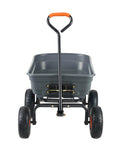 Front view of 4 Cu Ft Poly Garden Cart Dump Wagon with 600 lb Capacity Heavy Duty 4 Wheel Yard Cart with Steel Frame and 10 Inch Wheels