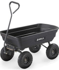 Poly Garden Dump Cart with 4 Cu Ft Tub 600 LB Haul Capacity Heavy Duty Utility Wagon with Quick Release Dumping and Pneumatic Tires