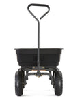 Front view of Poly Garden Dump Cart with 4 Cu Ft Tub 600 LB Haul Capacity Heavy Duty Utility Wagon with Quick Release Dumping