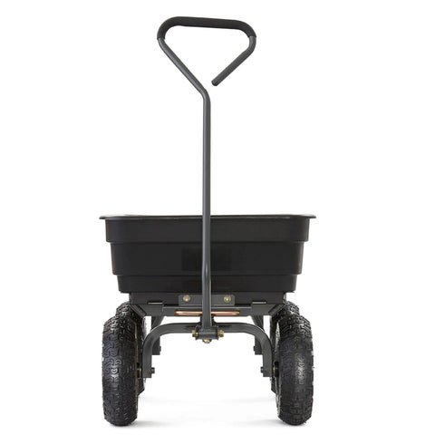 Front view of Poly Garden Dump Cart with 4 Cu Ft Tub 600 LB Haul Capacity Heavy Duty Utility Wagon with Quick Release Dumping