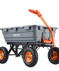 1500 lb Poly Garden Dump Cart Wagon with 2 in 1 Convertible Handle Heavy Duty Yard Wheelbarrow Tow Behind Trailer with 13 Inch All Terrain Wheels