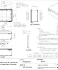 Technical drawing of Rugged Outdoor NEMA Poly PBT Blend Economy Enclosure Box, Weatherproof IP66 And NEMA rated, dimensions shown, Bud Industries