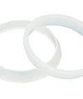 Two white plastic rings for sink drains, Poly Washer Slip Joint Beveled 1 1/2 By 1 1/4 And 1 1/2 By 1 1/2 White Plastic