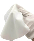 Hand holding Ultrasonic Sealed Edge Cleanroom Wiper For Sensitive Surfaces 9 Inch By 9 Inch Polyester Knit Low Particle And Fiber Generation