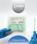 All Purpose Cleanroom Polyester Tip Swabs For Camera Lenses Optical Gear Printers Gun Cleaning Detailing And Arts Crafts Pro Grade Lint Free 100 Pack By Kashi Scientific in packaging with single swab held by hand