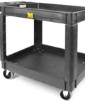 Heavy Duty 2 Shelf Service Cart MaxWorks 80855 With 500 Lb Capacity Polypropylene Utility Cart for Garage and Workshop