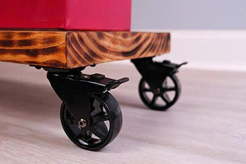 3 Inch Polyurethane Black Mag Designer Caster Set With Non Marking Floor Protection, Total Lock Braking System, installed under furniture