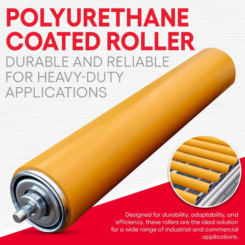 Polyurethane Coated Roller displayed with close-up showing roller surface texture.