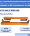 Polyurethane Coated Long Roller With Bracket Set 16" Length, 1.5" Diameter Conveyor Galvanized Steel for Stands and Woodworking.