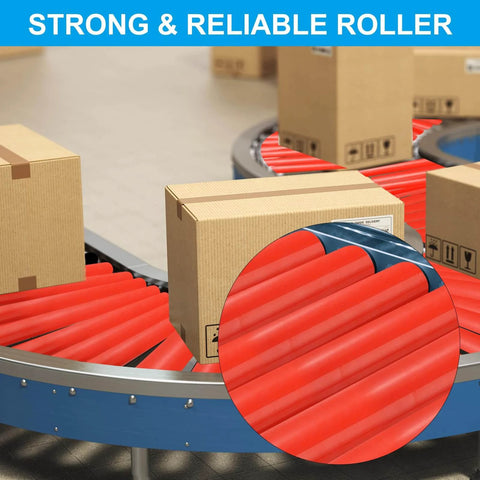 Conveyor system with red ✝️ Polyurethane Coated Conveyor Roller 2" Diameter 24" Length, 2 Pack Stainless Steel Transmission Replacement Part