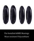 ✝️ Polyurethane replacement wheels set (front, 2p light up), swing car wheels pack (rear, 2p narrower) upgrade for ride-on toys (black)