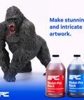 Gorilla figurine with Model Pro Black Two Part Polyurethane Casting Resin Kit 1 Gallon with 0.5 Gallon Part A and 0.5 Gallon Part B