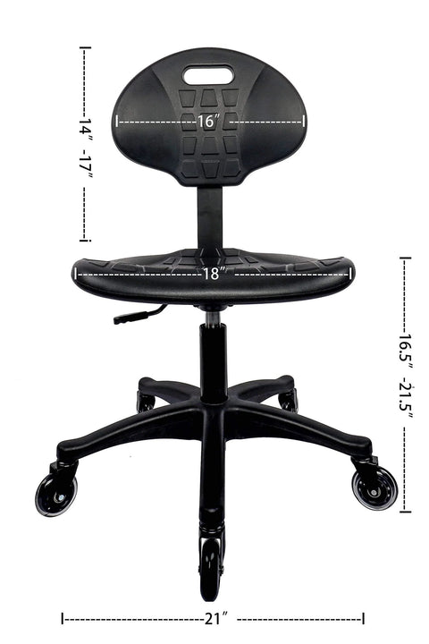 Front view of All Purpose Heavy Duty Stool For Medical Lab Cleanroom Spa Salon Office Workshop And Garage Desk Height 17 To 22 Inches