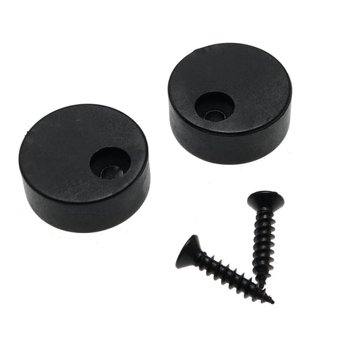 Two POM anti-jump pads and screws, 9mm thick by 22mm diameter, for sliding barn door hardware. Includes two sets (four pads) to prevent door movement.