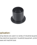 Flanged Sleeve Bearing Set, 15mm Bore, 17mm OD, 17mm Length, Flange Diameter 23mm, POM Self-Lubricating Oilless Bushings, Black