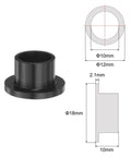 Flanged Sleeve Bearings 8 Pack Plastic Bushings POM Black 10mm Bore 12mm OD 10mm Length shown with dimensions.