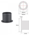 Flanged Sleeve Bearing Set 20mm Bore 23mm Outer Diameter 21mm Length With 30mm Flange 1.5mm Flange Thickness POM Self Lubricating Oilless Bushings Black