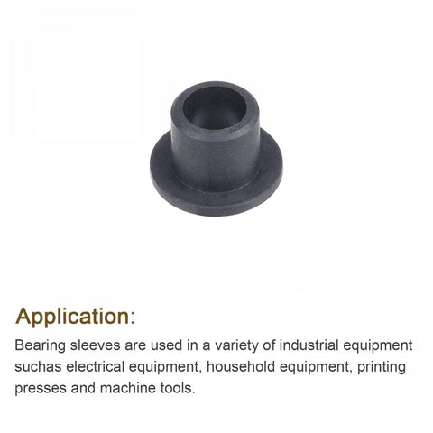 Flanged Sleeve Bearings 5mm Bore 7mm OD 7mm Length POM Self Lubricating Wrapped Oilless Bushings in black, single piece