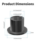 4 Pack POM Flanged Sleeve Bearings 15Mm Id 17Mm Od 17Mm Length For Shaft Of Equipment Machinery Oilless Black Self Lubricating Bushings With No Mess 23Mm Flange Diameter And 1Mm Flange Thickness, product dimensions illustration
