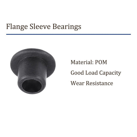 4 Pack Flanged Sleeve Bearings 3mm By 4.5mm By 5mm POM Oilless Bushing black self-lubricating