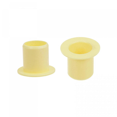 Yellow Flanged Sleeve Bearing Set 10mm Bore 12mm Outer Diameter 12mm Length POM Wrapped Oilless Bushings, 4 Pieces