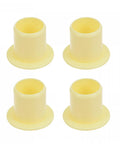 Four yellow flanged sleeve bearing set 10mm bore 12mm outer diameter 12mm length POM wrapped oilless bushings with 18mm flange diameter