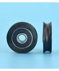 Front and side view of Nylon 6x26x7mm POM Moving Pulley With 626RS Bearing For Doors And Cabinets, compact durable wheel.