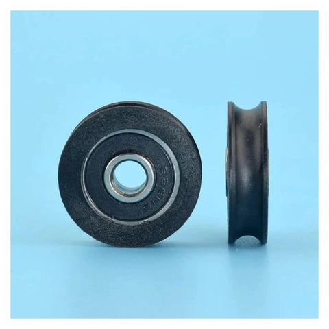 Front and side view of Nylon 6x26x7mm POM Moving Pulley With 626RS Bearing For Doors And Cabinets, compact durable wheel.