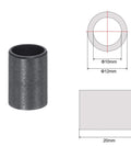 10mm Bore Sleeve Bearing 12mm Outer Diameter 20mm Length POM Self Lubricating Oilless Bushings Black, technical diagram included