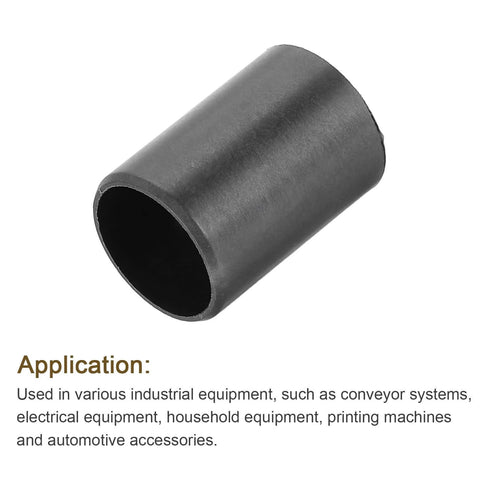 Close-up of a black POM sleeve bearing, part of Six Pcs POM Sleeve Bearing Plastic Bushings Self Lubricating Oilless Maintenance Free Black ID 12mm OD 14mm Length 20mm.