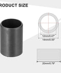 Diagram showing Six Pcs POM Sleeve Bearing Plastic Bushings Self Lubricating Oilless Maintenance Free Black ID 12mm OD 14mm Length 20mm