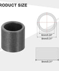8 Pcs POM Sleeve Bearing Bushings 6mm ID 8mm OD 8mm Length Oil Free Self Lubricating Black Plastic Bearings with size diagram