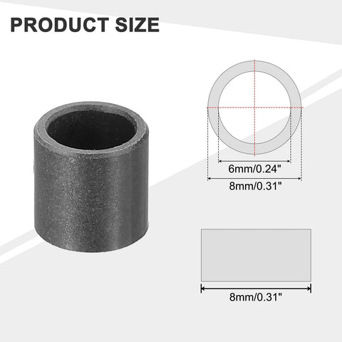 8 Pcs POM Sleeve Bearing Bushings 6mm ID 8mm OD 8mm Length Oil Free Self Lubricating Black Plastic Bearings with size diagram