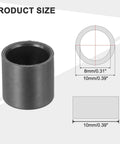 8 Pack POM Sleeve Bearings Plastic Bushings ID 8mm OD 10mm Length 10mm Self Lubricating Oilless Black Bushing with dimensions