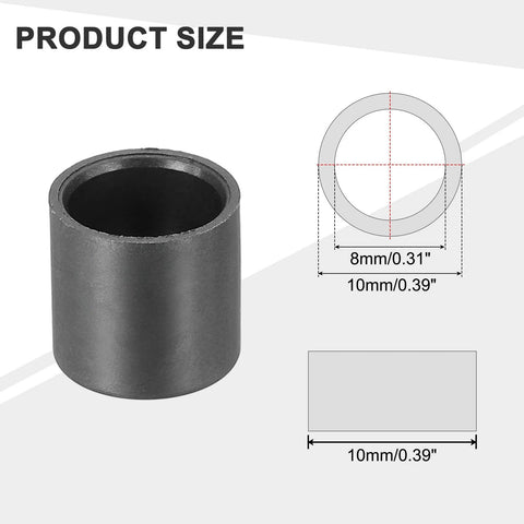 8 Pack POM Sleeve Bearings Plastic Bushings ID 8mm OD 10mm Length 10mm Self Lubricating Oilless Black Bushing with dimensions