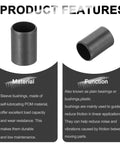 Six Pcs POM Sleeve Bearing Plastic Bushings Self Lubricating Oilless Maintenance Free Black ID 12mm OD 14mm Length 20mm, material and function description