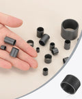 Eight Pack POM Sleeve Bearings With ID 10mm OD 12mm And Length 8mm displayed in hand and on surface, black self-lubricating bearings