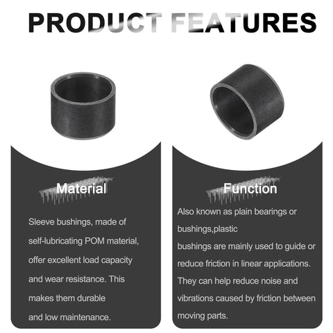 Eight Pack POM Sleeve Bearings With ID 10mm OD 12mm And Length 8mm Oilless Wrapped Bushings Black Self Lubricating Description