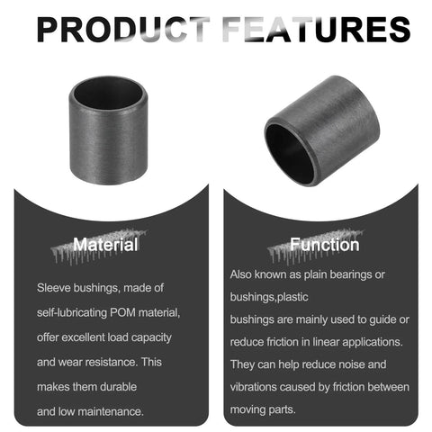 8 Pack POM Sleeve Bearings 12mm ID 14mm OD 15mm Length Self Lubricating Oilless Plastic Bushings Black product features and materials