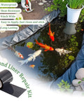 4 Inch Pond Liner Repair Tape Butyl Rubber Single Sided Waterproof Seal Kit for EPDM PVC HDPE Ponds in garden setting.