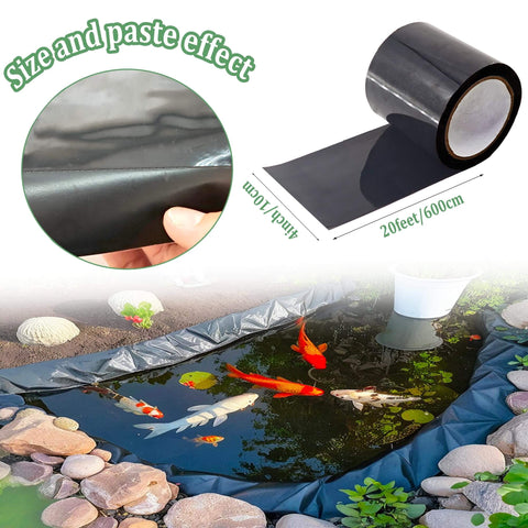4 Inch Pond Liner Repair Tape Butyl Rubber Single Sided Waterproof Seal Kit For EPDM PVC HDPE Ponds installed on fish pond
