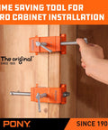 2 Pack Pony 8510 Cabinet Claw Face Frame Clamps in use during cabinet installation