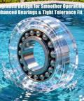 Transparent pool bearing for Polaris 180 280 cleaner from Pool Cleaner Replacement Kit with C60 wheel bearings in water splash